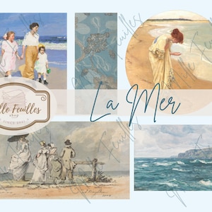 La Mer - Stampabile per diario e arte - Spiaggia - Effimere - Diario spazzatura - Raccolta di immagini - Illustrazioni - Mare - Spiaggia - Bambini