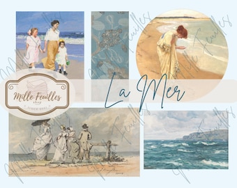 La Mer Seashore Ephemera: French Antique Illustrations (Digital Download)