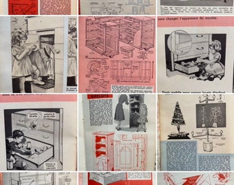Junk Journal - Vintage book pages - Bundle - 20 double pages - Junk journal paper pack - Vintage illustrations