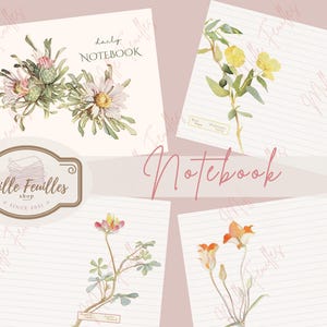 Caderno Floral - Imprimível para Diário e Arte - Download Digital - Ephemera - Caderno - Diário de Lixo - Flores - Ilustração Antiga