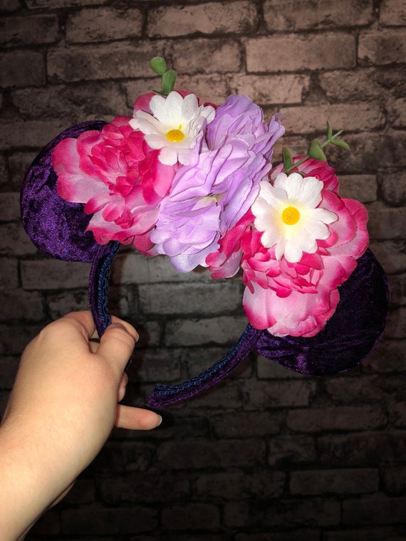 Ready to Ship Halloween Spiderweb Floral Mouse Ears with Lights