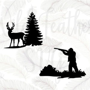 Deer Hunter Svg, Deer, Hunting Dog, SVG, Cut File, Svg File, Silhouette Svg, Cricut Svg, Cricut DXF, Silhouette File, Cricut File, SVG For