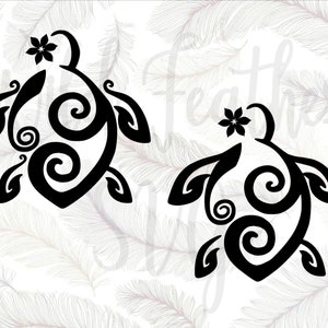 SVG Turtle, Tribal Turtle, Hibiscus Flower, SVG, Cut File, Svg File, Silhouette Svg, Cricut Svg, Cricut DXF, File, Cricut File, Dxf FIle