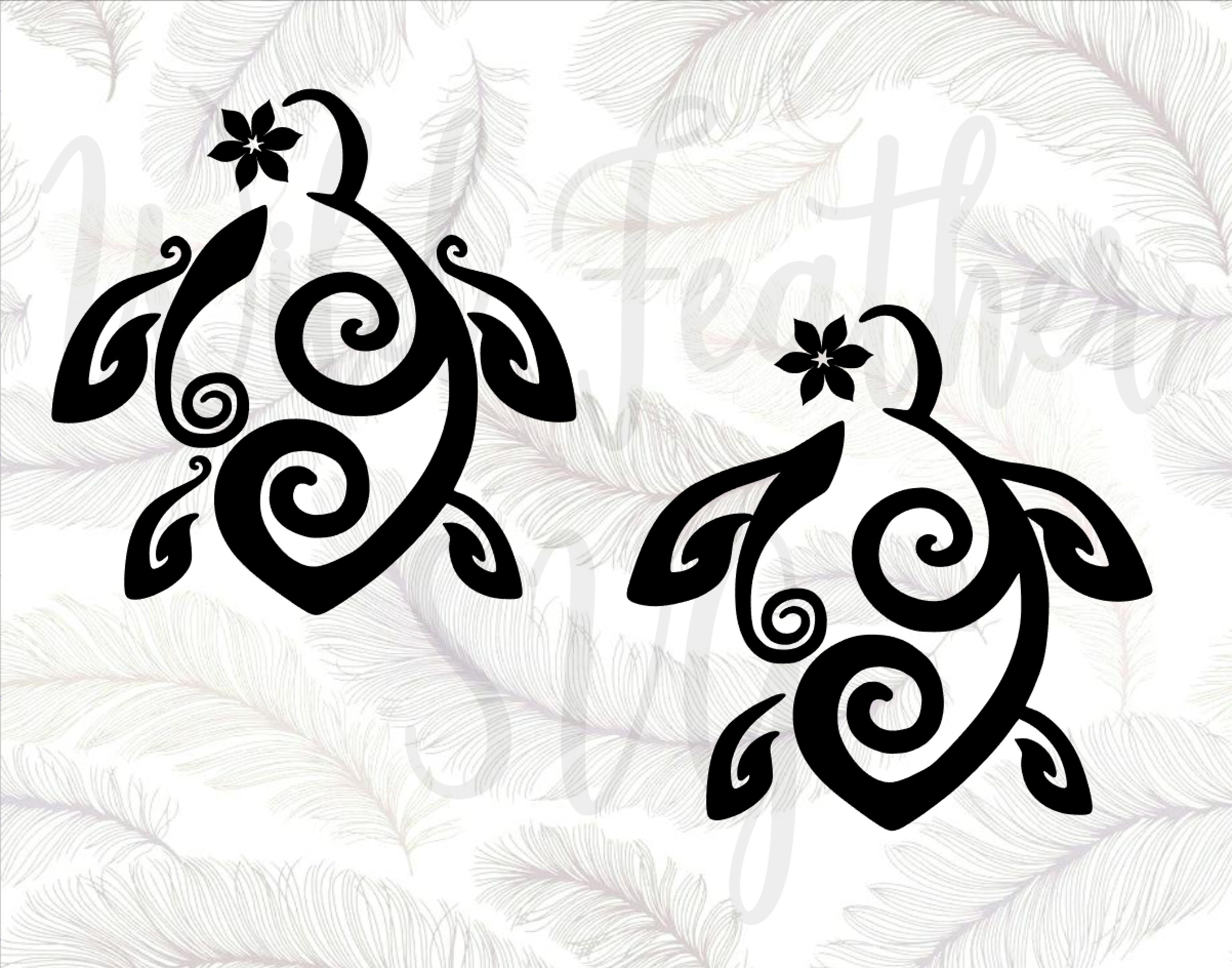 SVG Turtle, Tribal Turtle, Hibiscus Flower, SVG, Cut File, Svg File