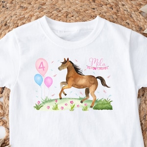 Iron-on picture or T-shirt horse birthday iron-on picture with desired name and age personalized pony girl pink horse girl