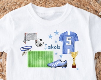 Bügelbild oder Tshirt Fußball blau Geburtstag Bügelbild mit Wunschname und Alter personalisiert Fußballer Fußballshirt