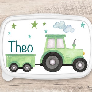 Lunch box tractor personalized Desired name Brotbox Lunchbox, Watercolor