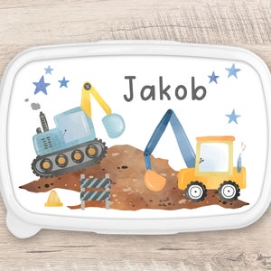 Lunch box construction site personalized Desired name Brotbox Lunchbox, Watercolor