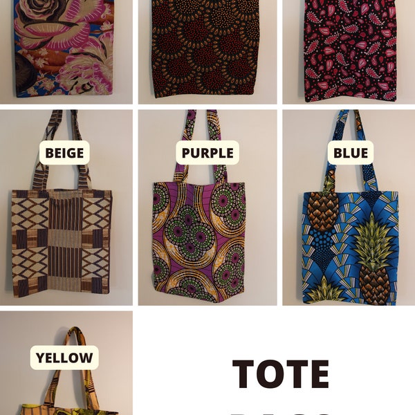 Tote bag, shopping bag, tote in Wax African print.