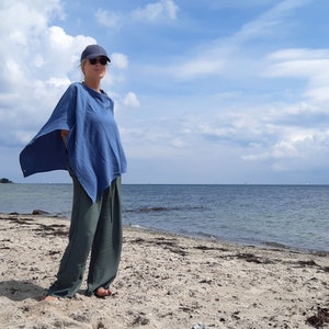 diverse Farben, Damenponcho, Musselin, jeansblau Bild 1