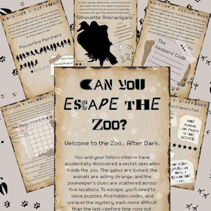Escape from the Zoo, Escape Printable for Big Kids and adults, Animal-Themed Escape Room, Instant Download Escape Room, Digital Escape Room