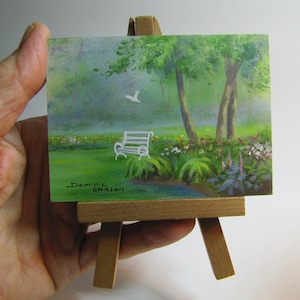 Miniature garden décor, Garden Art, Garden Bench, Small Gift, Garden Lover, white Bench