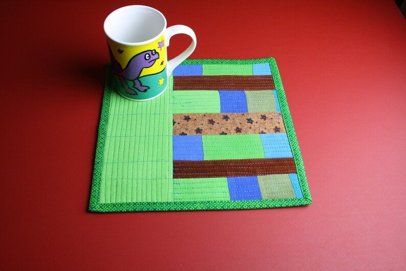 Mug Rug Tassenteppich grünblaubraun Bild 1