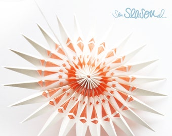 Window star, paper star "Snowflake" 2-colored - Ø 15 cm - cream, orange