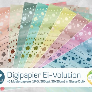 Digipaper Egg-Volution con uovo e pulcino, carta pasquale di senSEASONal per la tua decorazione pasquale, carta digitale primaverile