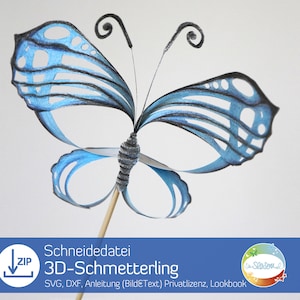 File plotter farfalla 3D, SVG con istruzioni, farfalla in carta o lamina a mulinello, adatta ai principianti, design di senSEASONal