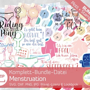 Dateibundle Menstruation, großes Set mit Plott Stamp Digipapier zu Zyklus, Periode, Body Positivity, Körperliebe, Aufklärung von senSEASONal