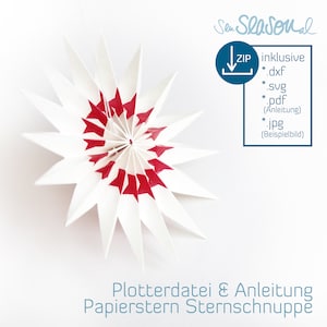 Plotterdatei Papierstern Sternschnuppe, Deko-Stern, Digitale Datei mit Anleitung, Datei in svg dxf zum schneiden, Papeterie von senSEASONal Bild 3