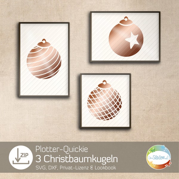 Fast plotter file Christmas tree balls, fir tree balls in 3 variants, easy to plot, suitable for beginners, design by senSEASONal