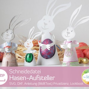 Osterhase, Schneidedatei für Aufsteller, Osterdeko zum plotten, origineller Eierbecher aus Papier für Osterbrunch, Design von senSEASONal