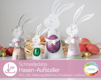 Osterhase, Schneidedatei für Aufsteller, Osterdeko zum plotten, origineller Eierbecher aus Papier für Osterbrunch, Design von senSEASONal