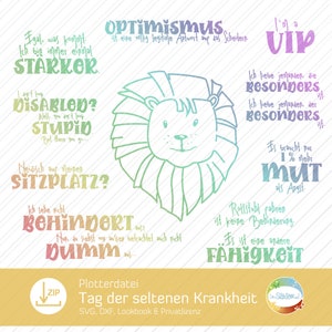 Fichier plotter lion, journée des maladies rares, courageux, tête de lion SVG, spécial, courage, conception par senSEASONal