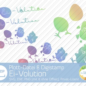 Plotterdatei Ei-Volution, Pott mit lustigem Küken und Ei, Schriftzug, Oster-Deko, Plottdatei von senSEASONal