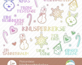 SVG Weihnachtskekse, Plotterdatei Ginger Bread, Sayings in Keksform, Plott für Folie, Lebkuchenhaus, Lebkuchenherz, Lebkuchenmännchen
