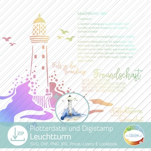 DigiStamp Leuchtturm, mit Plott-Datei, Digitaler Stempel maritimes Meer-Motiv, Nordsee-Folienplott, Kartenaufleger Ostsee von senSEASONal