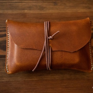 Medium leather pouch, for Tarot, Lenormand, runes, oracle cards, tan