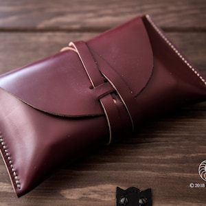 Bolsa grande de cuero, para Tarot, Lenormand, runas, cartas de oráculo, color burdeos