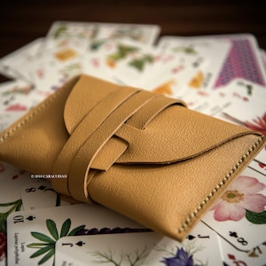 Kleine Ledertasche, zum Spielen karten, Lenormand, Poker, Brücke, Beige