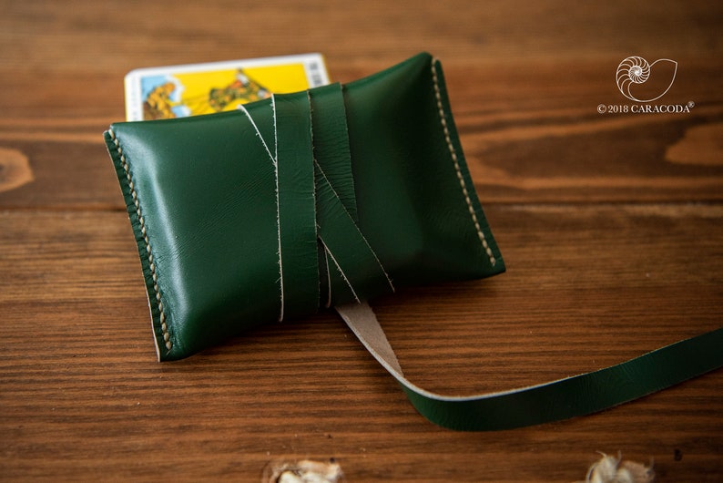 Small Leather Pouch for Playing Cards Lenormand Poker Etsy