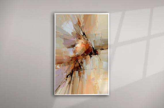 Flushed Pheasant Abstract Warm Tones Living Room Wall Art | Earthy Home Decor
