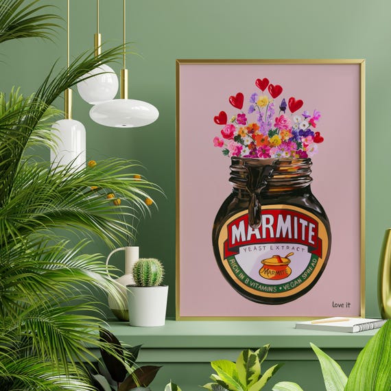 Marmite Jar Love it or Hate it Funny Kitchen Art Quirky Food Decor British Humour