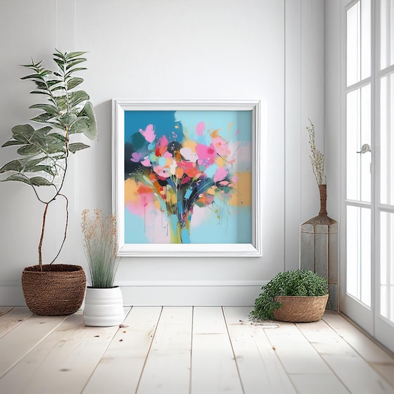 Abstract Wildflower Meadow Print, Colorful Impressionist Art