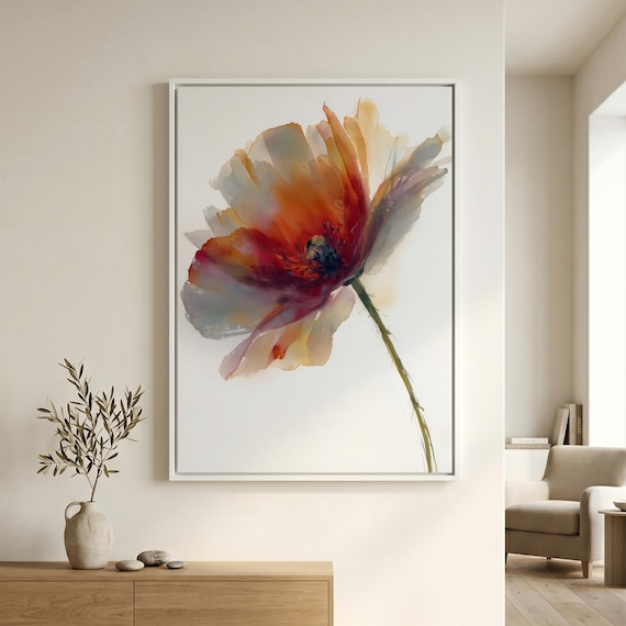 Poppy Abstract Red Warm Tones Living Room Art | Stunning Floral Wall Decor