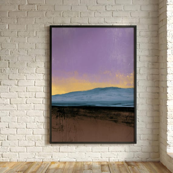 Abstract Landscape Purple Warm Tones Living Room Wall Art | Rothko-Inspired Minimalist Painting