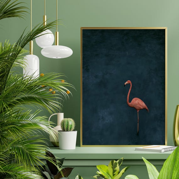 Flamingo Pink Tranquil Teal Abstract Bedroom Wall Art | Vibrant Home Decor