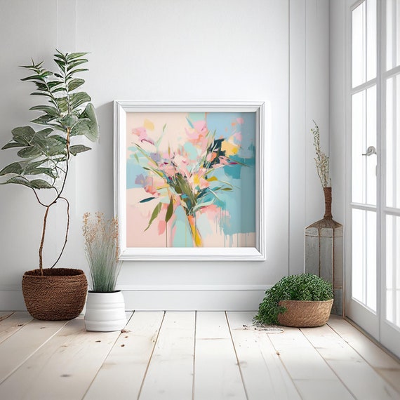 Abstract Flower Print, Vibrant Botanical Wall Art
