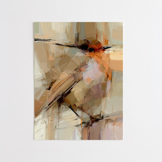 Robin Abstract British Garden Bird Warm Tones Living Room Wall Art | Perfect Home Decor
