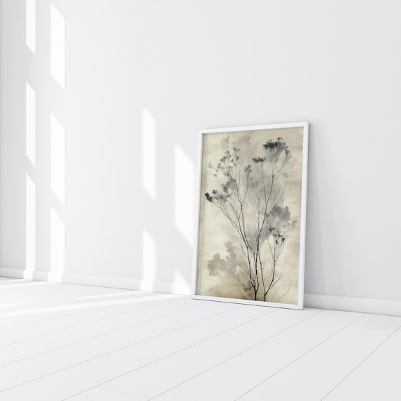 Zen Minimalist Nature Neutral Tones Bedroom Decor Wall Art | Calm Tranquil Home Canvas Print