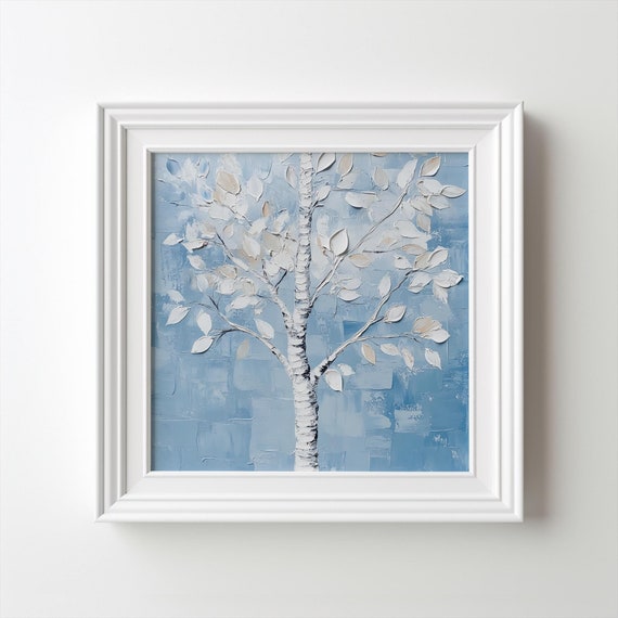 Silver Birch Tree Print - Fine Art Print on Watercolour Paper, white tree, winter trees
