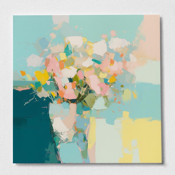Abstract Floral Painting: Vibrant Colourful Wall Art