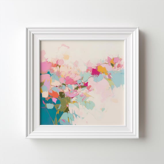 Abstract Flower Blossom Print, Colourful Botanical Wall Art