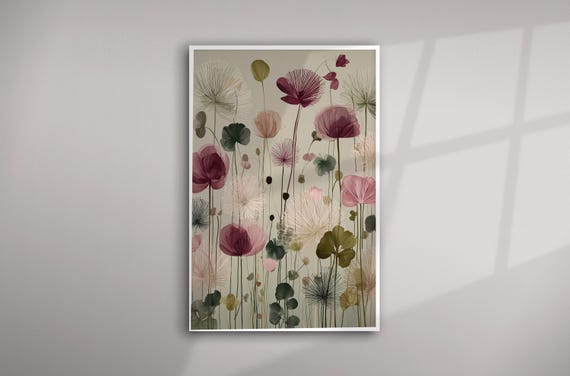 Botanical Flowers Zen Modern Art | Flower Bedroom Decor | Calming Wall Art for Home