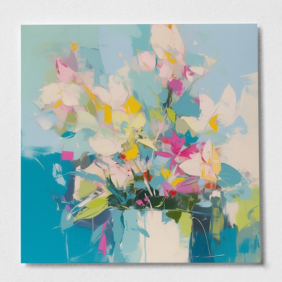 Abstract Allium Flower Print, Contemporary Floral Vase Art