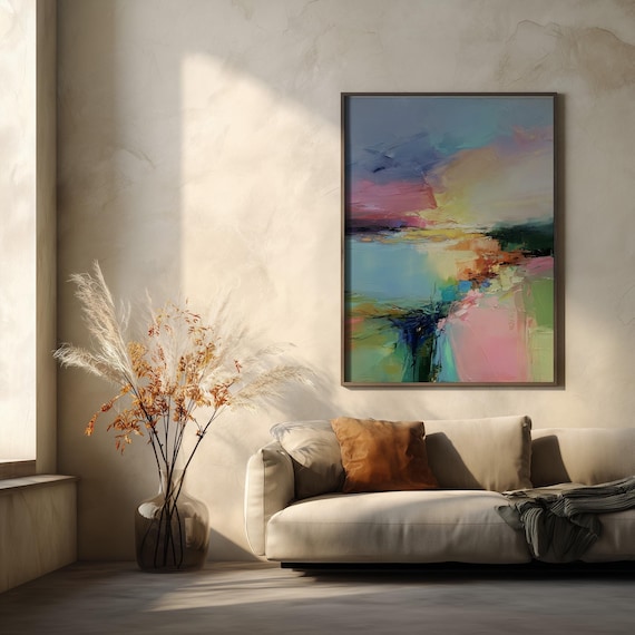 Abstract Landscape Pastel Tones Print | Living Room Wall Art Home Decor
