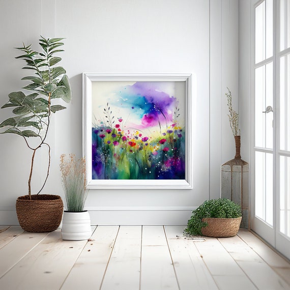 Wild flower Meadow Painting Abstract Colourful Poppy Field Abstract Poppies - Flower Art Extra Large Floral Painting Flower Wall Art