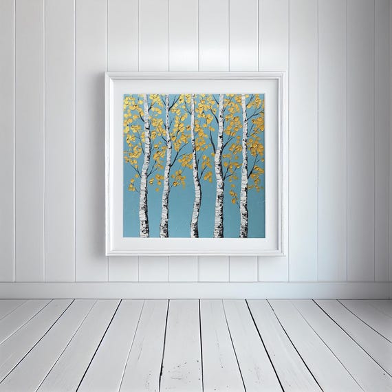 Silver Birch Trees Print - Fine Art Print on Watercolour Paper